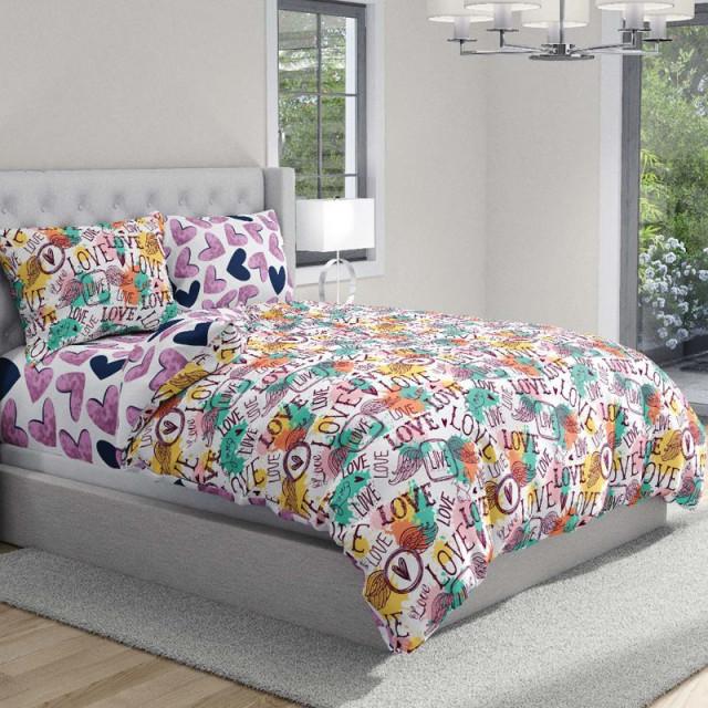 سرویس روتختی یکنفره طرح قلبهای رنگارنگ