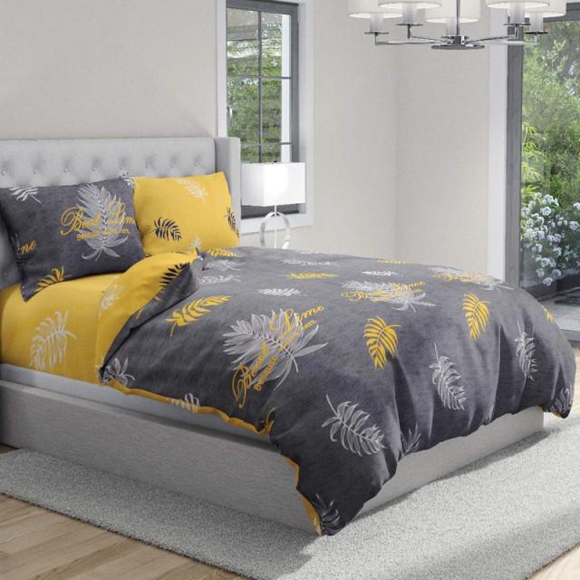 روتختی دونفره زرد و توسی طرح برگ