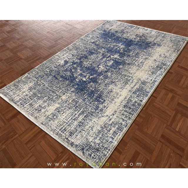 فرش فانتزی مدرن رنگ توسی و آبی