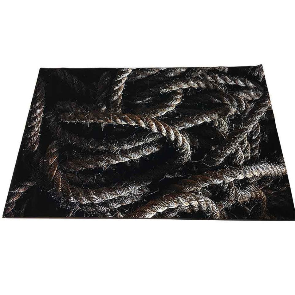 فرش سه بعدی 1.5 متری مدل طناب تیره