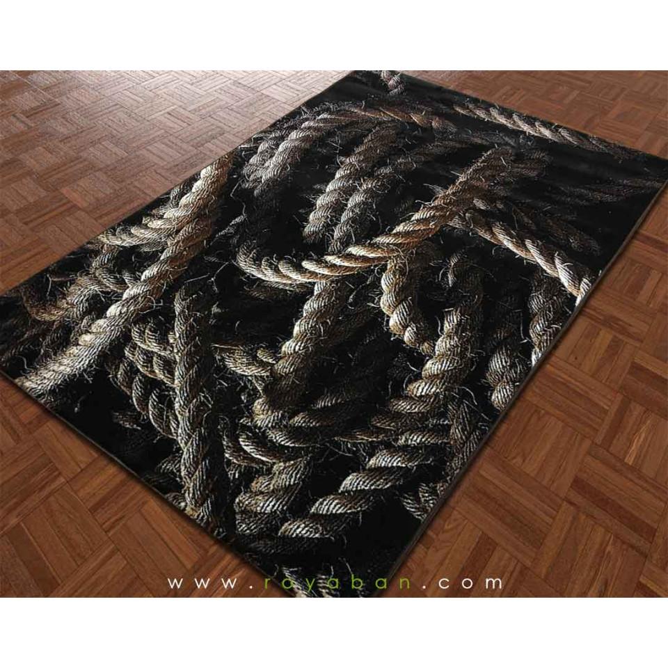 فرش سه بعدی 1.5 متری مدل طناب تیره