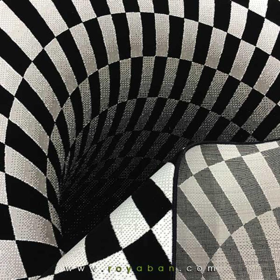 فرش سه بعدی 6 متری مدل سیاهچاله (سیاه و سفید)