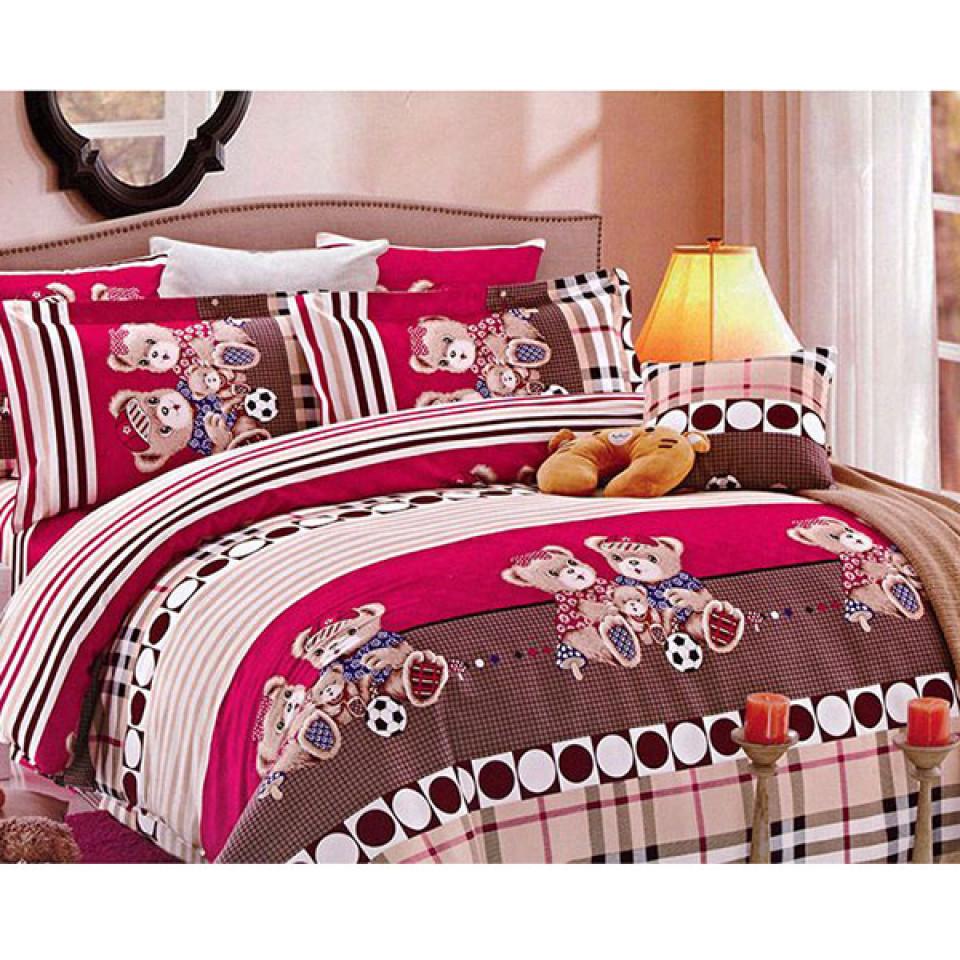 ست روتختی لحافی نوجوان 4 تکه طرح TEDD PINK