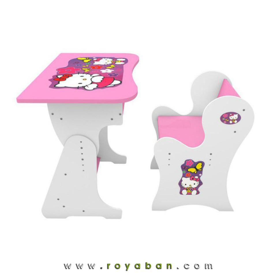 میز و صندلی کودک قابل مونتاژ مدل MK69 رنگ سفید و صورتی