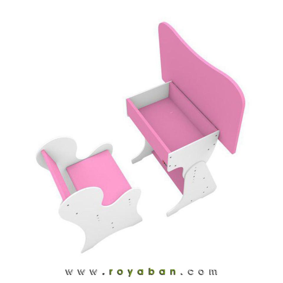 میز و صندلی کودک قابل مونتاژ مدل MK69 رنگ سفید و صورتی