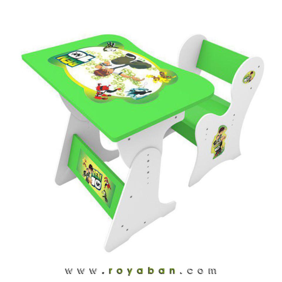 میز و صندلی کودک قابل مونتاژ مدل MK69 رنگ سفید و سبز