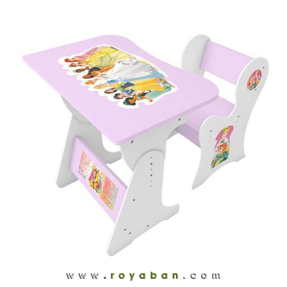 میز و صندلی کودک قابل مونتاژ مدل MK69 رنگ سفید و یاسی