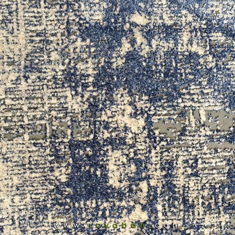 فرش فانتزی مدرن رنگ توسی و آبی