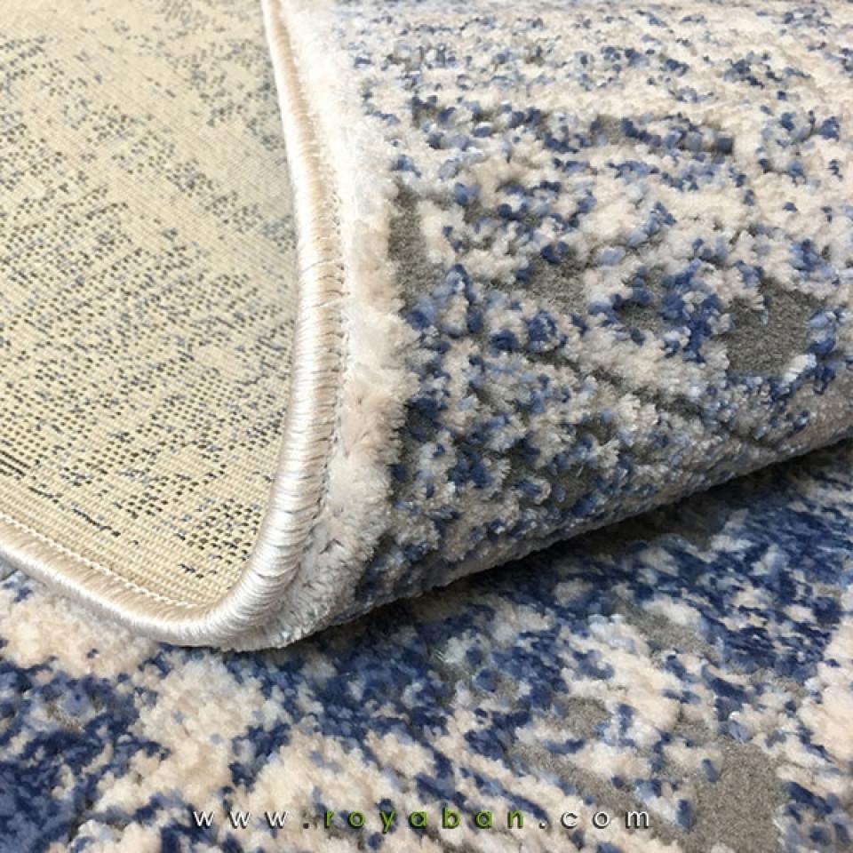 فرش فانتزی مدرن رنگ توسی و آبی