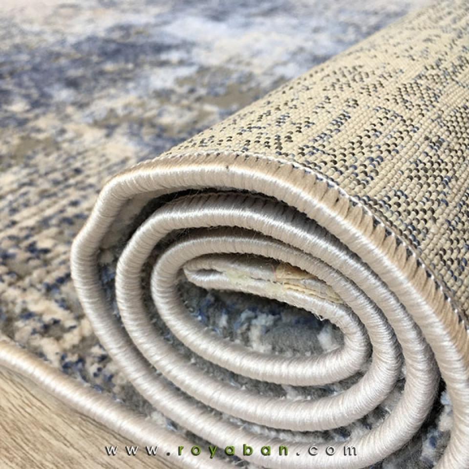 فرش فانتزی مدرن رنگ توسی و آبی