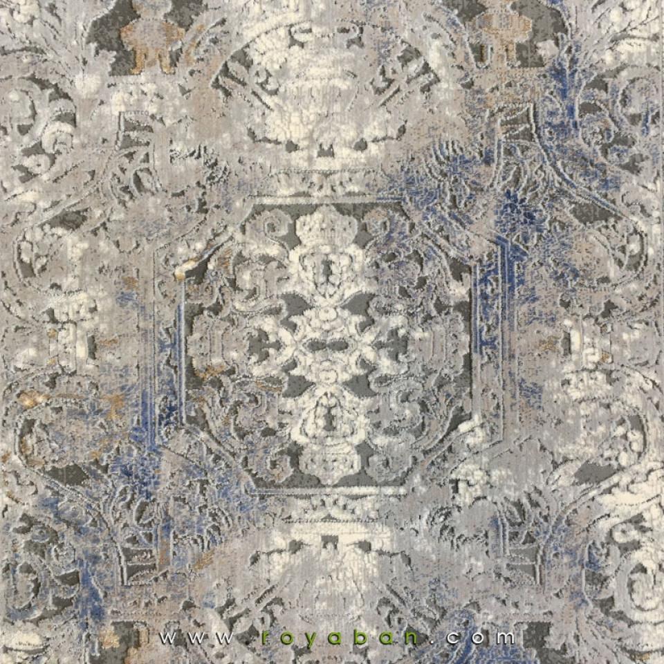 فرش طرح فرانسوی زمینه کرم و آبی کد 1328