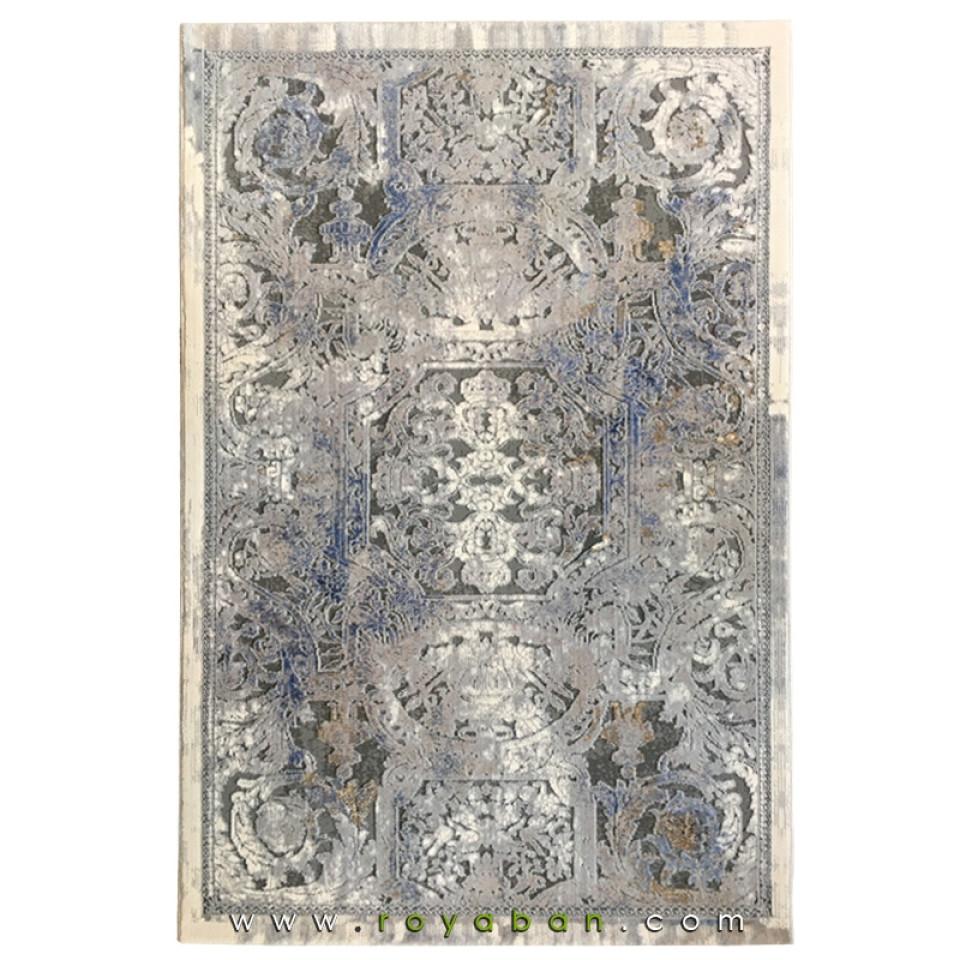 فرش طرح فرانسوی زمینه کرم و آبی کد 1328