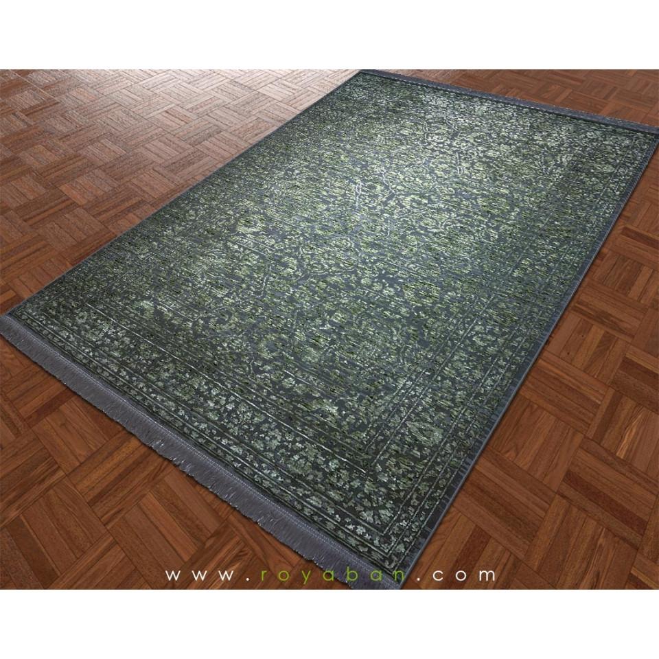 فرش روستیک سبز و توسی