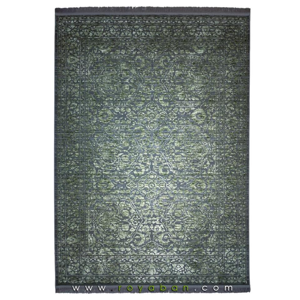 فرش روستیک سبز و توسی