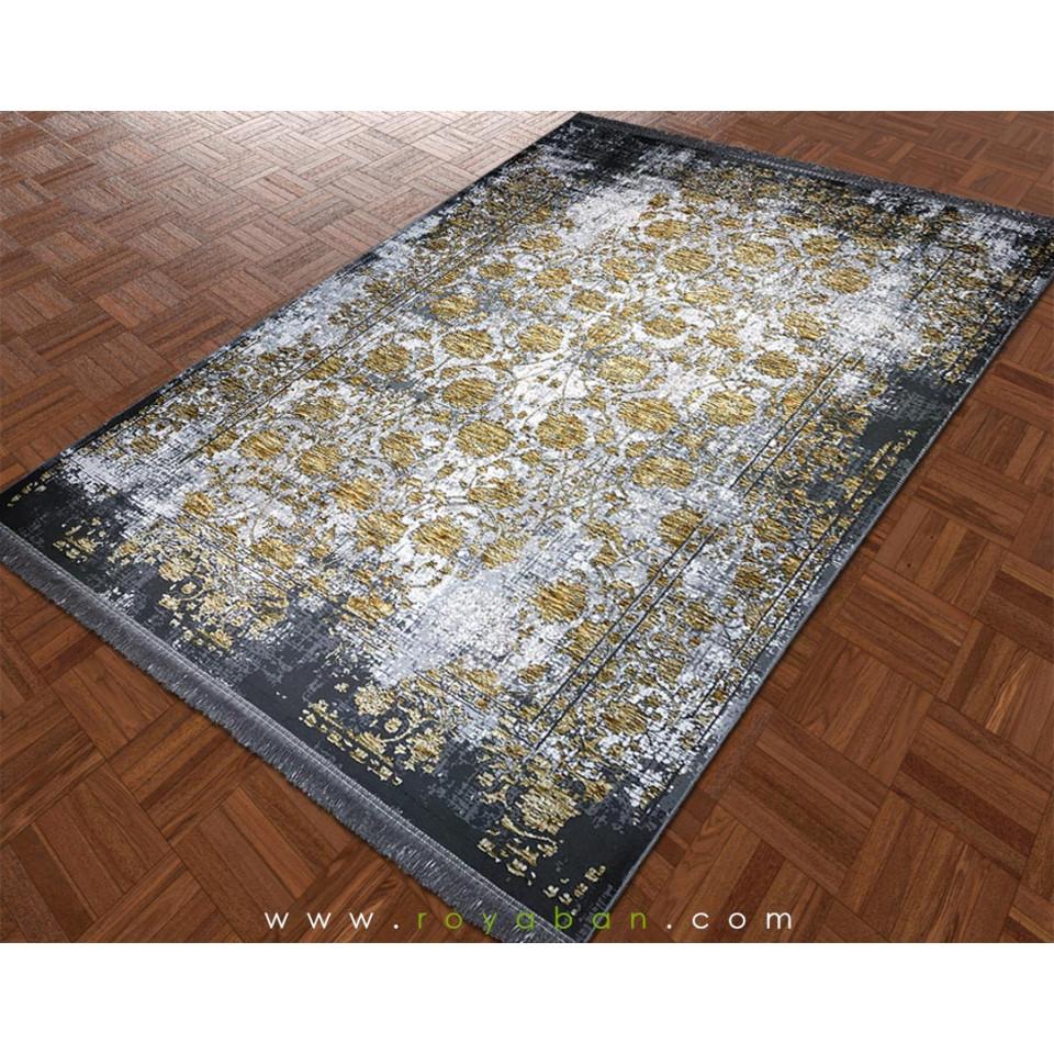 فرش وینتیج طلایی و سفید
