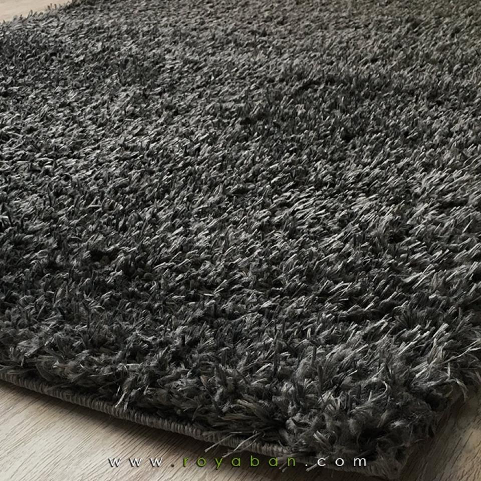 فرش شگی پرزبلند رنگ ذغالی