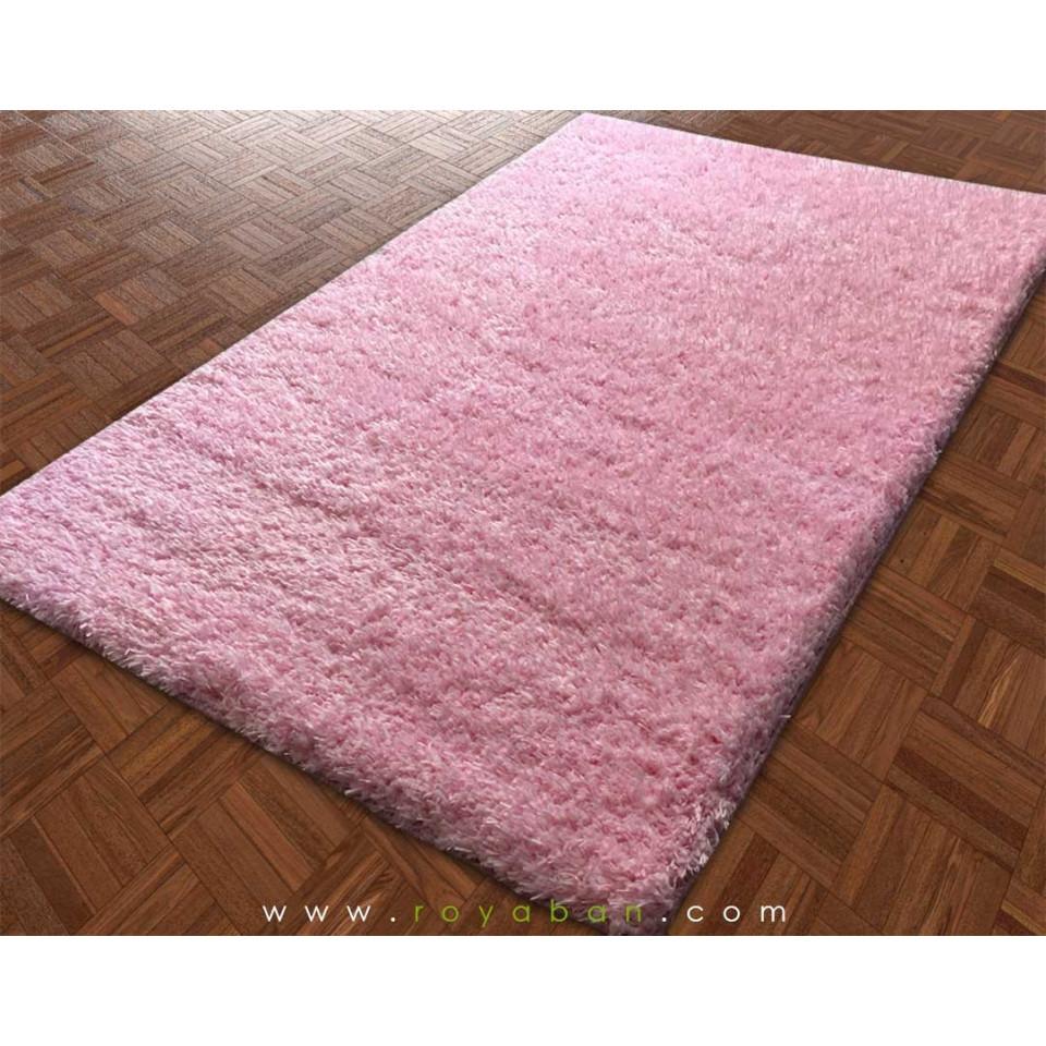 فرش شگی پرزبلند رنگ صورتی