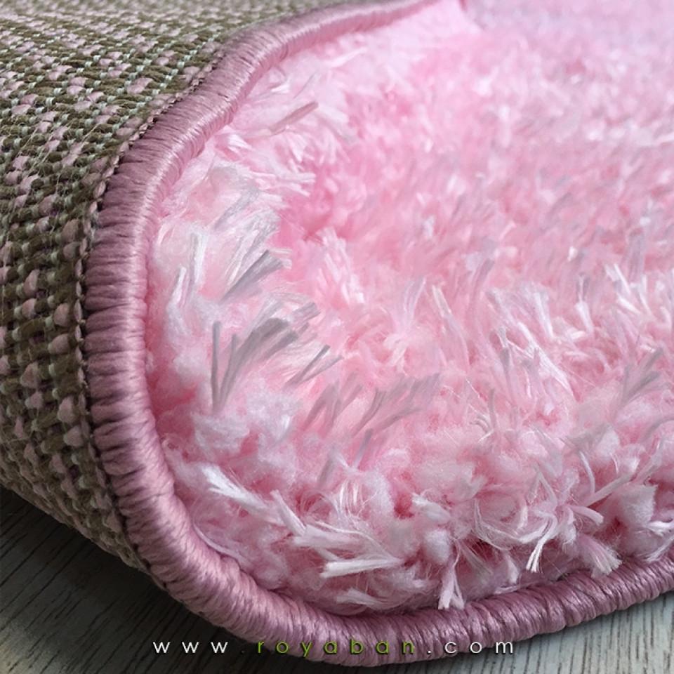 فرش شگی پرزبلند رنگ صورتی