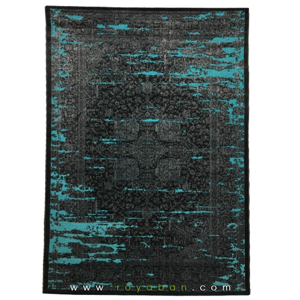 فرش وینتیج رنگ توسی و آبی