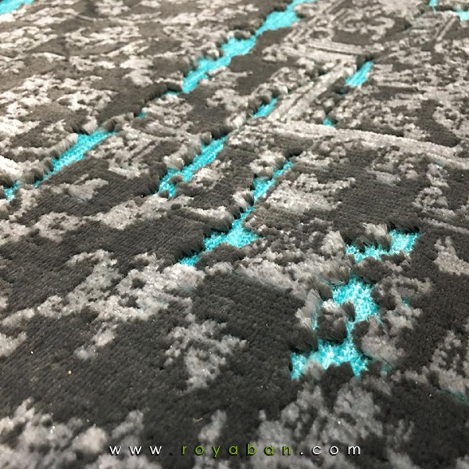 فرش وینتیج رنگ توسی و آبی