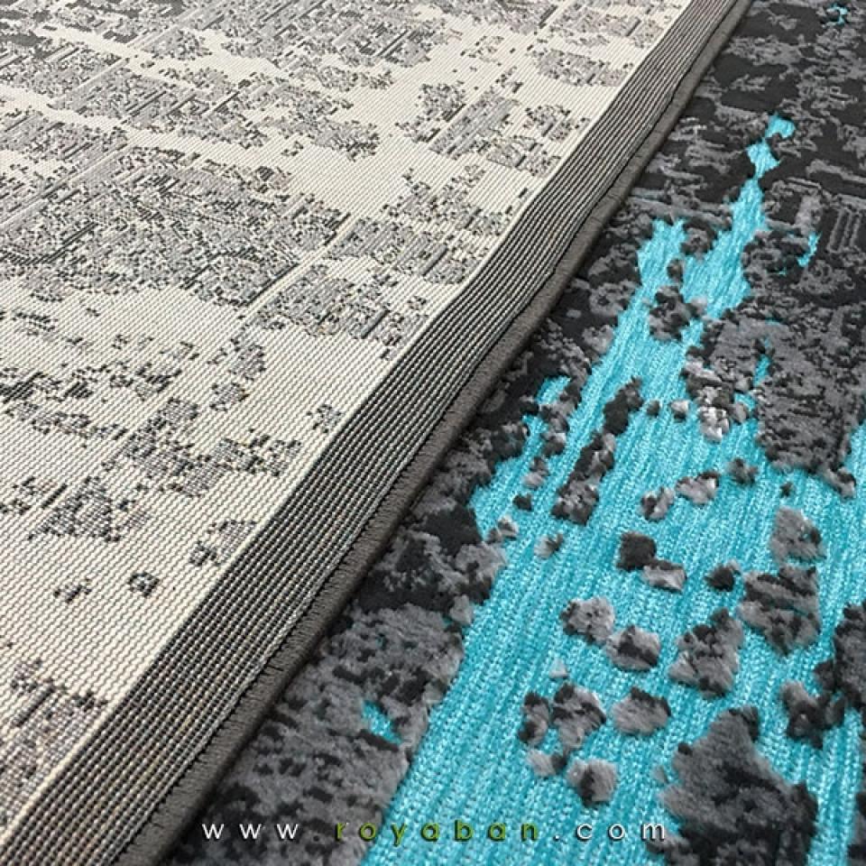 فرش وینتیج رنگ توسی و آبی