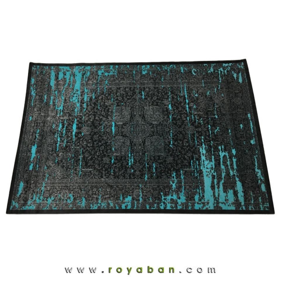 فرش وینتیج رنگ توسی و آبی