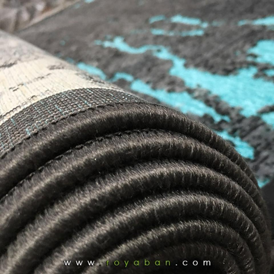 فرش وینتیج رنگ توسی و آبی