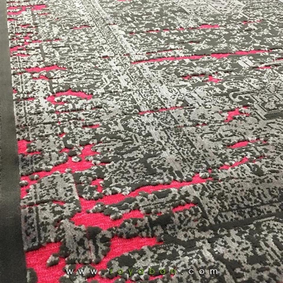 فرش وینتیج رنگ توسی و صورتی