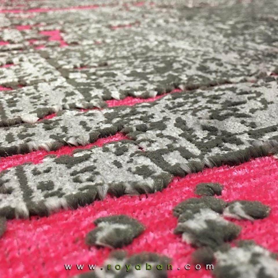 فرش شنل ابریشم مصنوعی توسی و صورتی