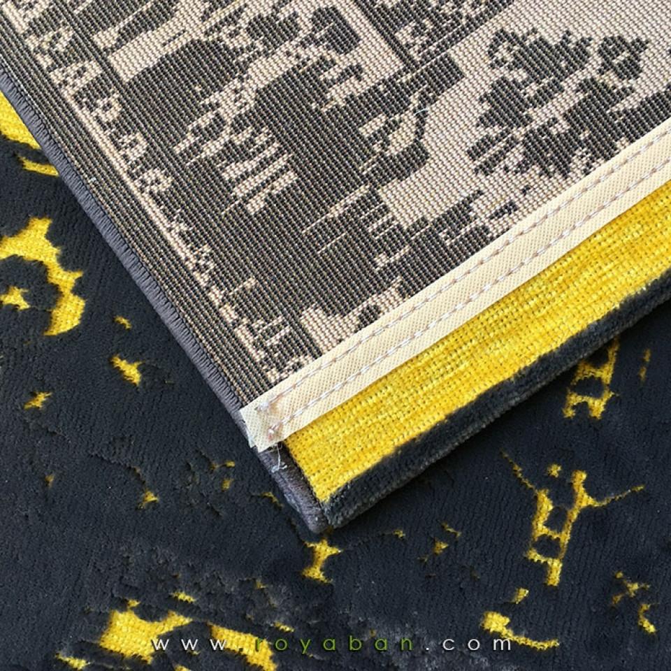 فرش وینتیج رنگ زرد و خاکستری