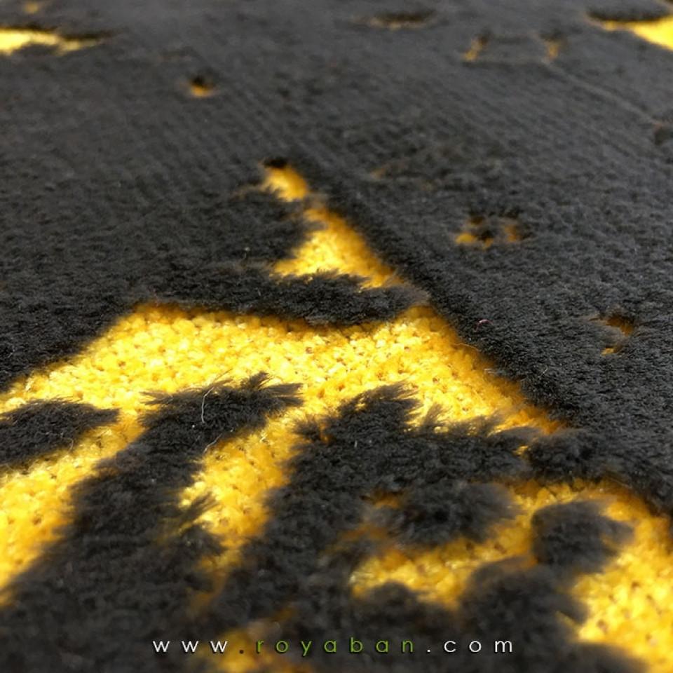 فرش وینتیج رنگ زرد و خاکستری