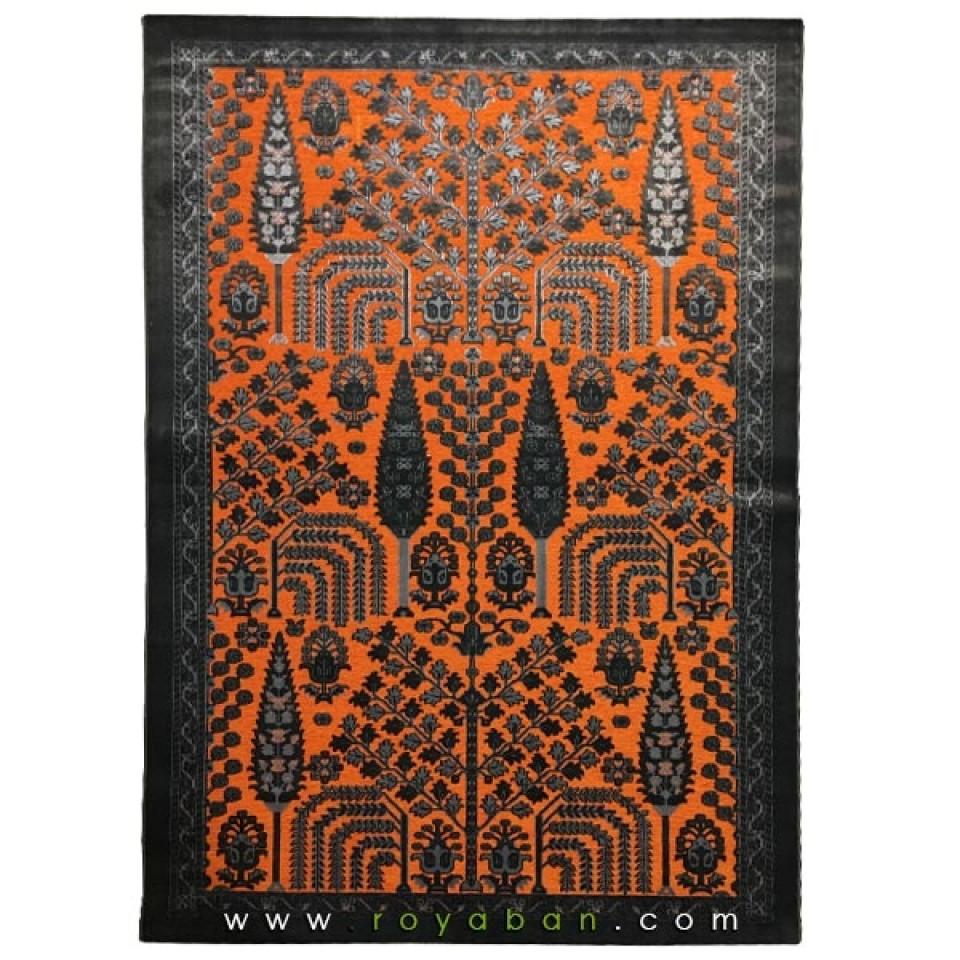 فرش وینتیج رنگ توسی و نارنجی