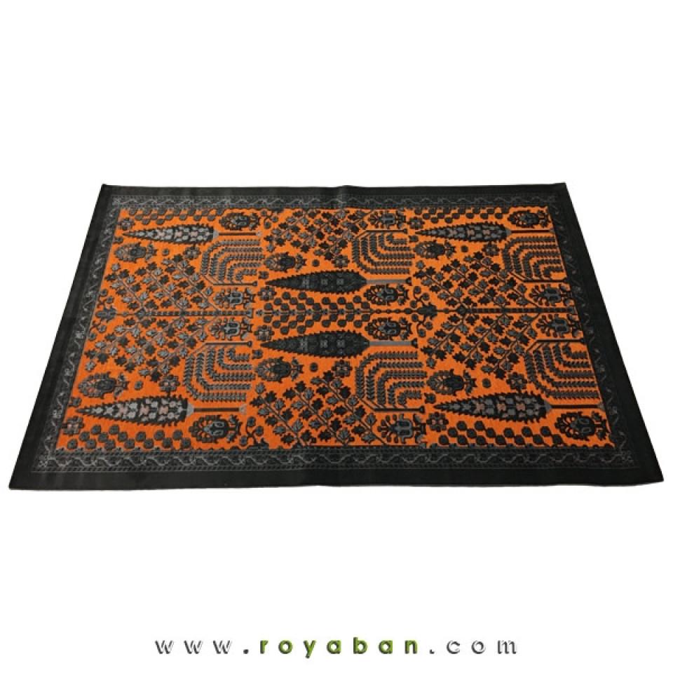 فرش وینتیج رنگ توسی و نارنجی