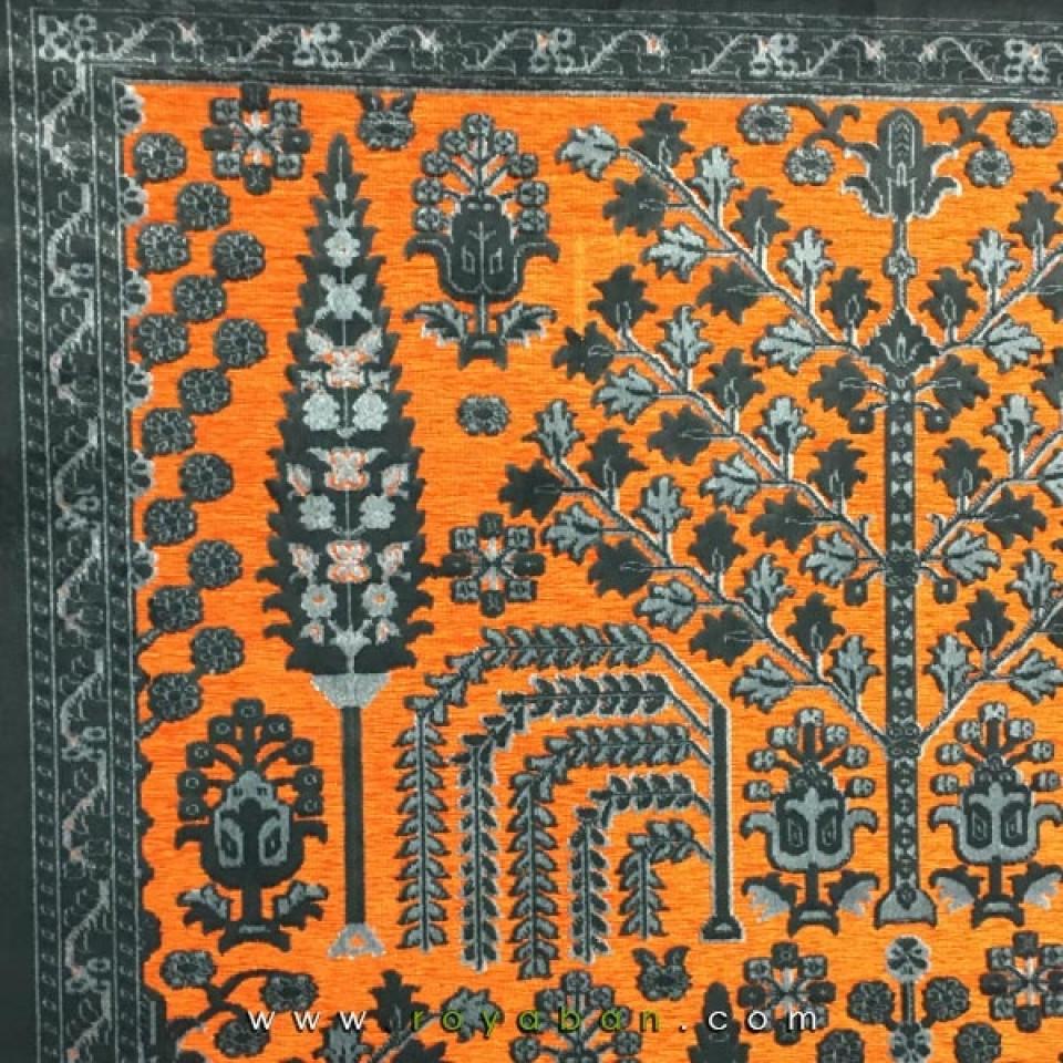 فرش وینتیج رنگ توسی و نارنجی