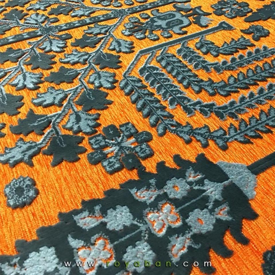 فرش وینتیج رنگ توسی و نارنجی