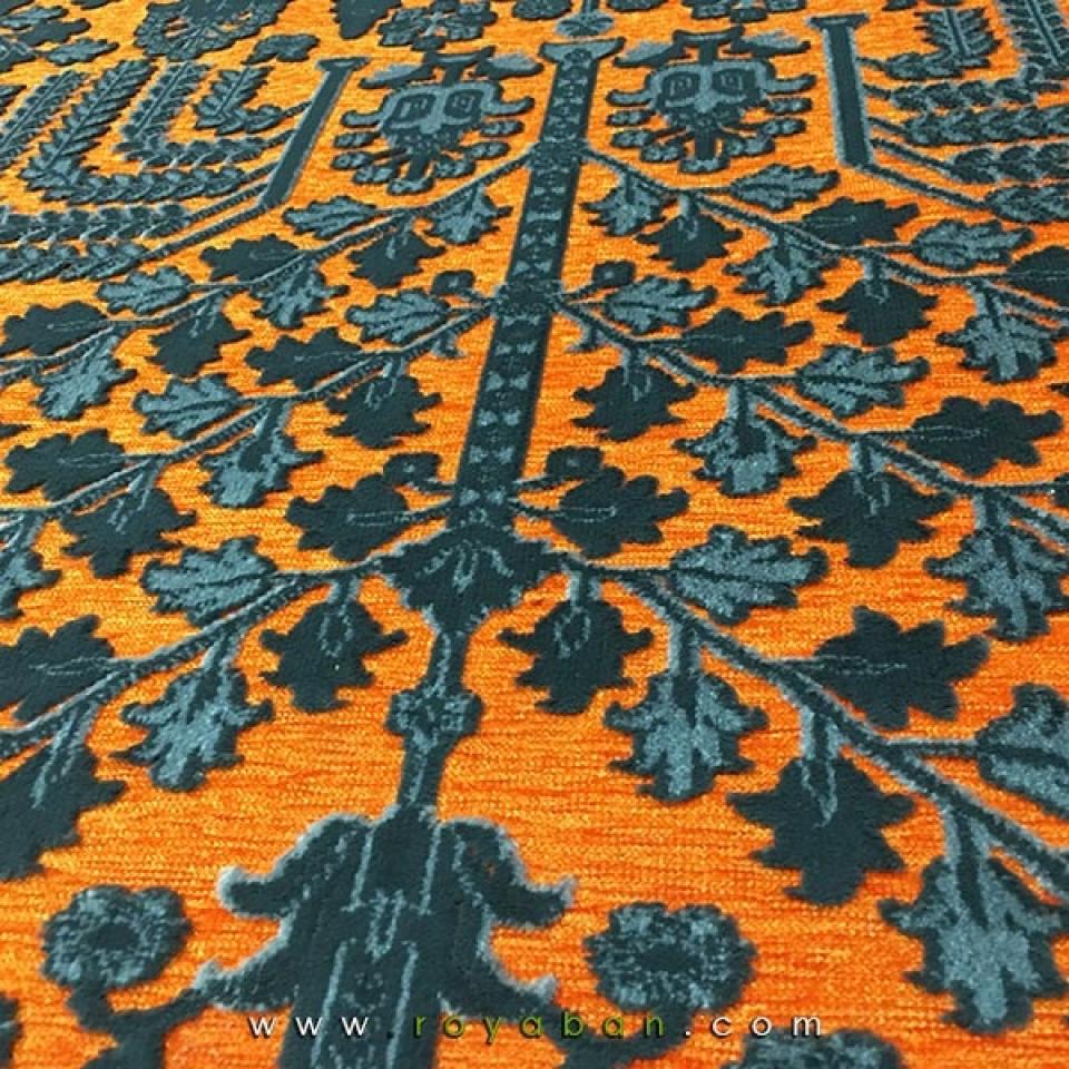 فرش وینتیج رنگ توسی و نارنجی