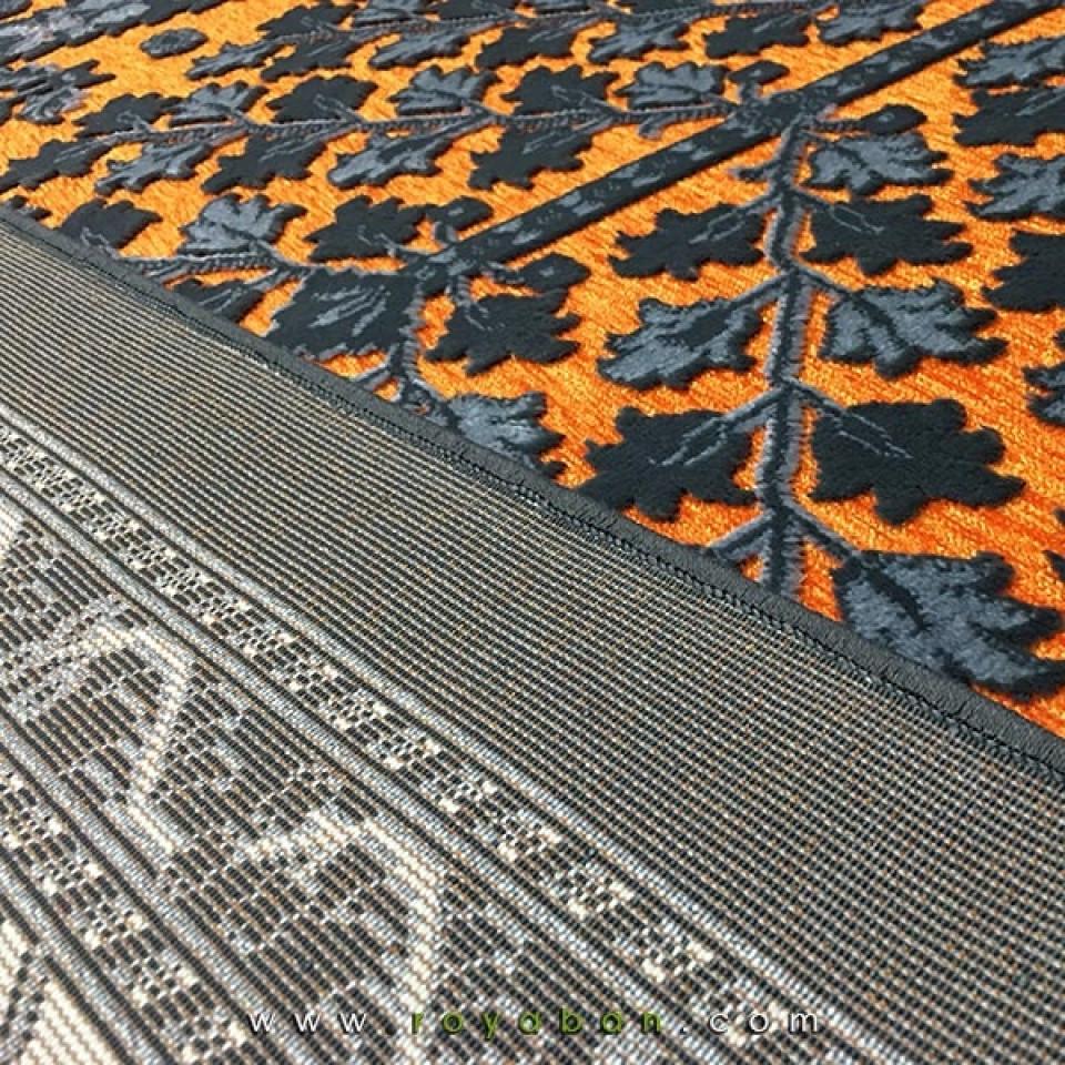 فرش وینتیج رنگ توسی و نارنجی