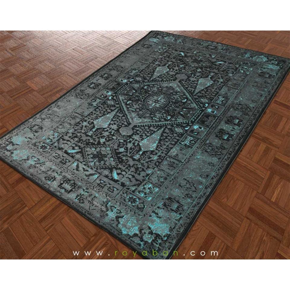 فرش وینتیج رنگ آبی و توسی