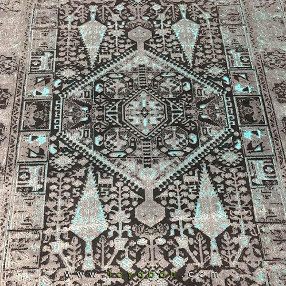 فرش وینتیج رنگ آبی و توسی