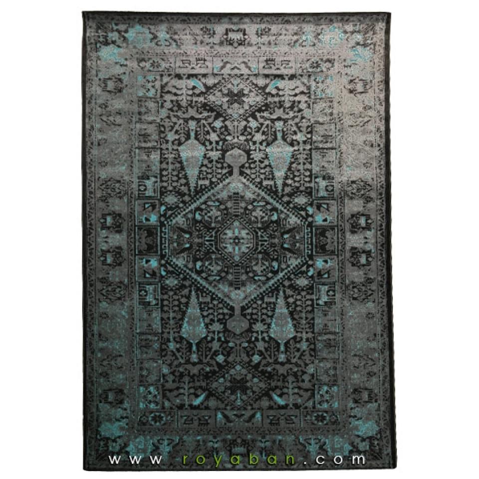 فرش وینتیج رنگ آبی و توسی