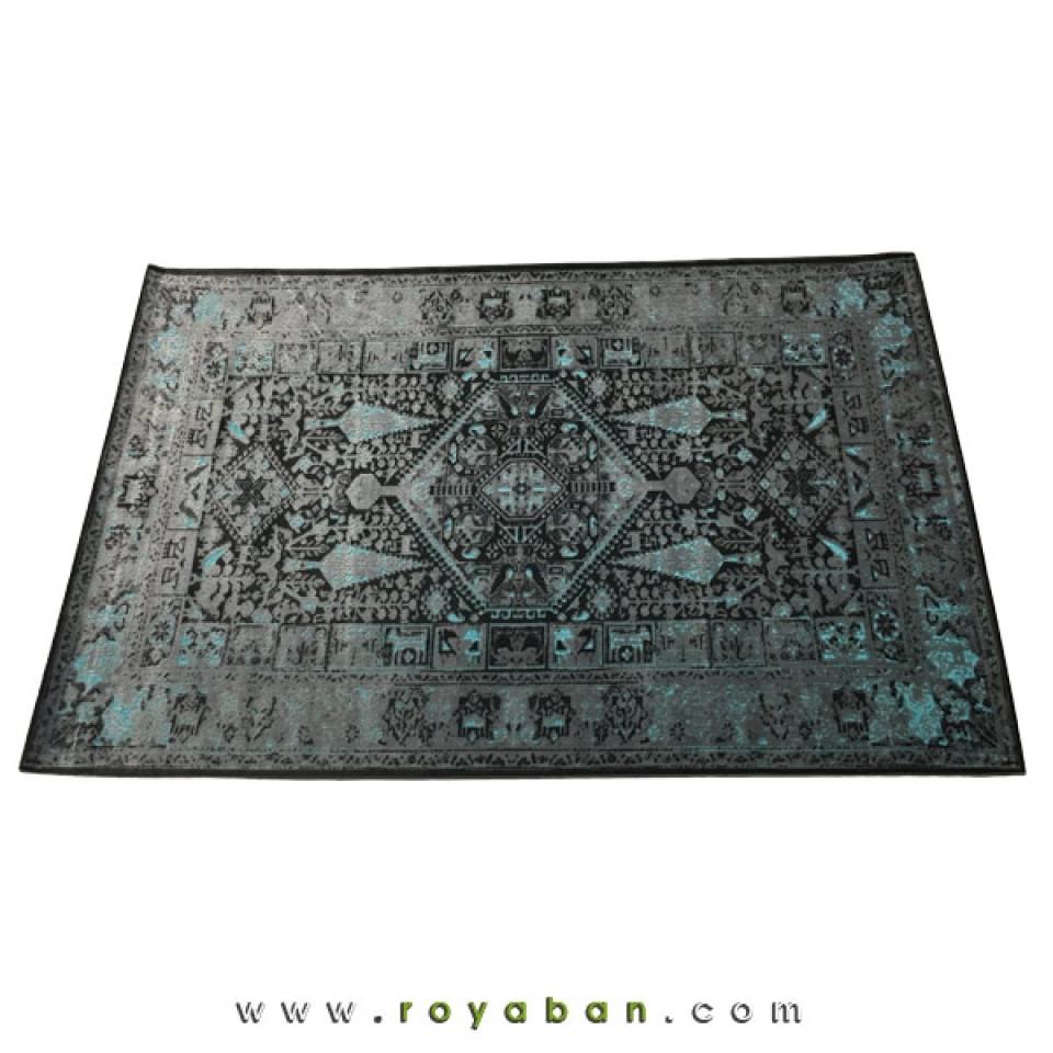 فرش وینتیج رنگ آبی و توسی